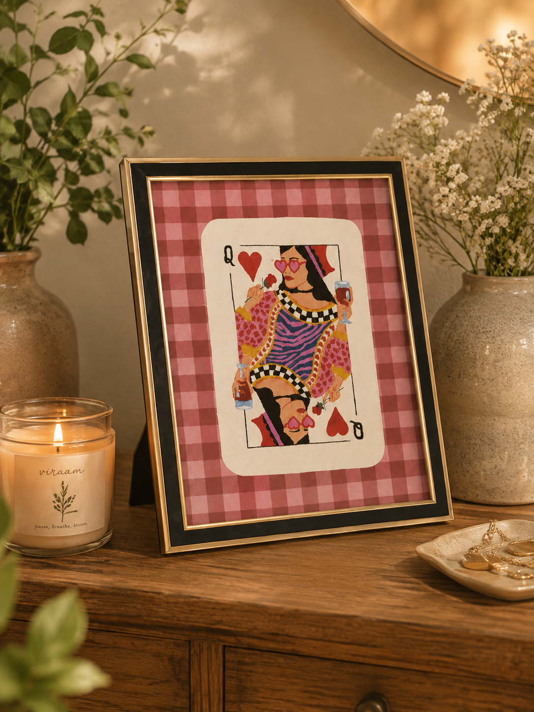 Queen of Hearts Pop Art Wall Frame