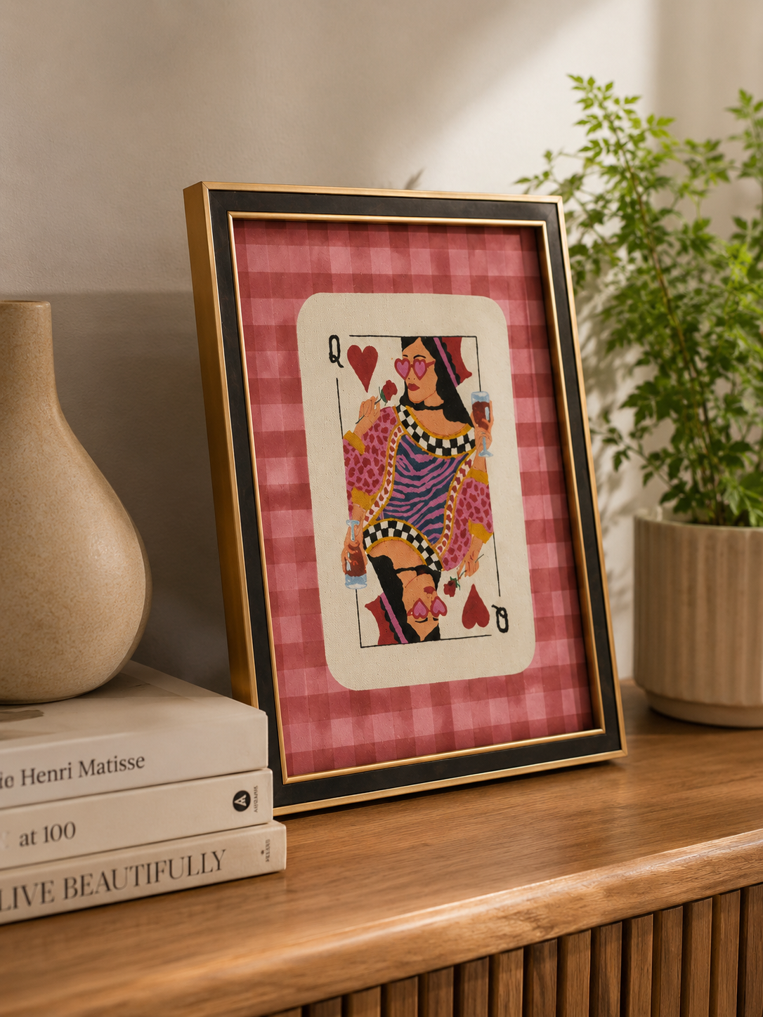 Queen of Hearts Pop Art Wall Frame