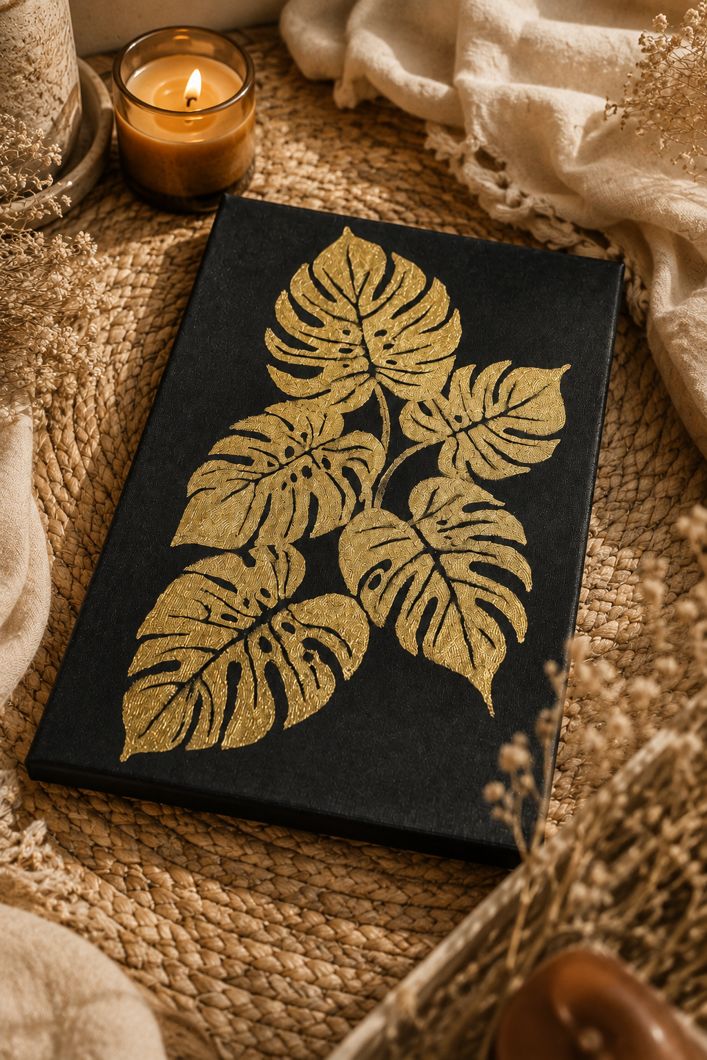 Golden Monstera Botanical Canvas