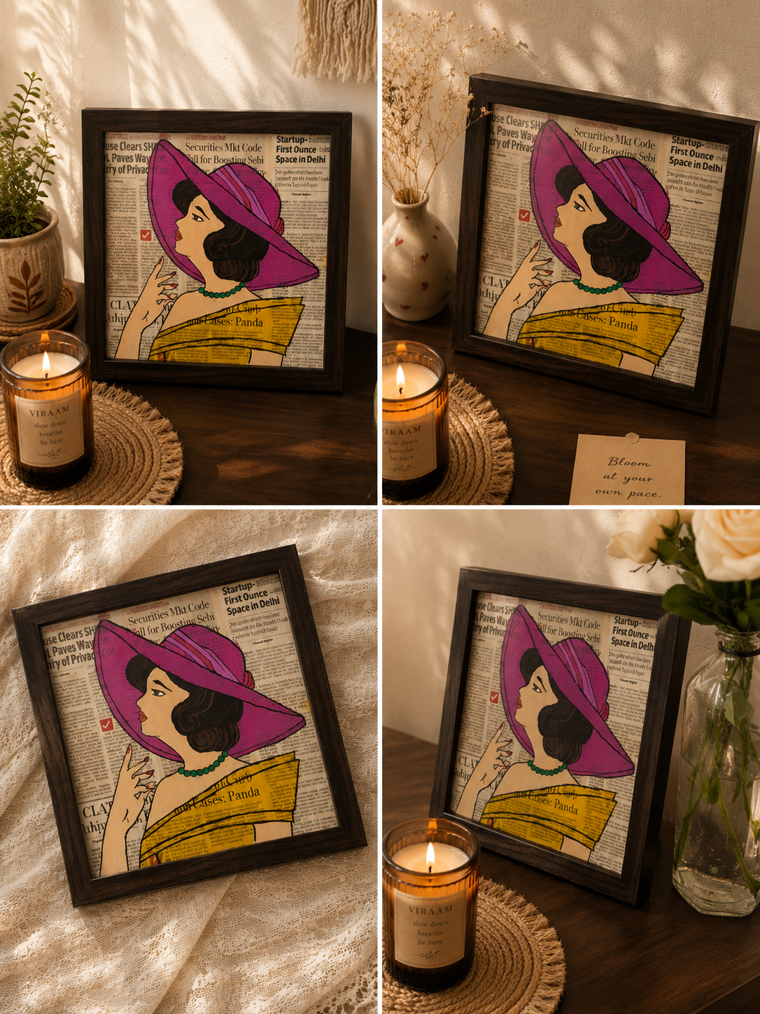 Vintage Muse Newspaper Collage Wall Art