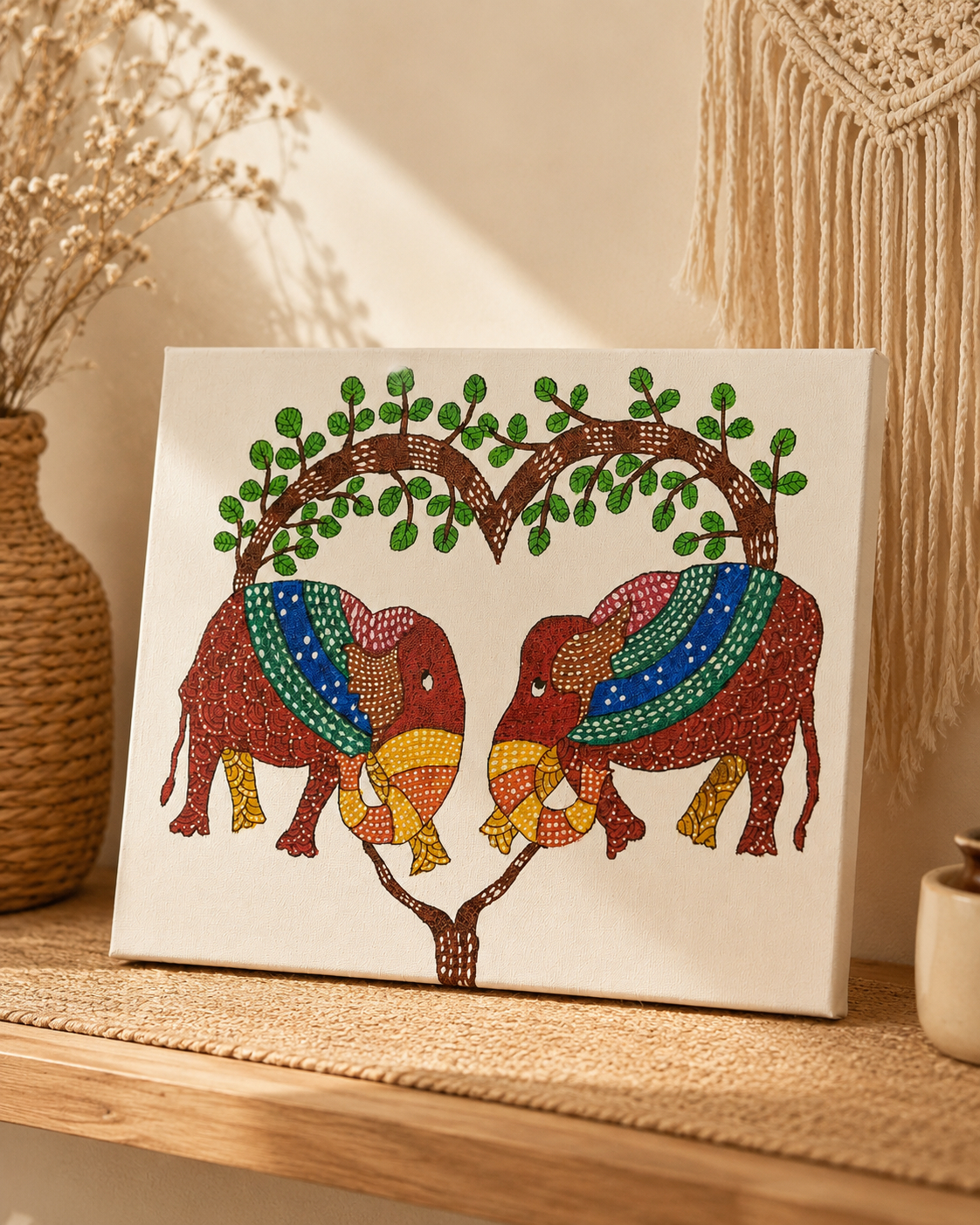 Harmony of the Heart Gond Art Canvas