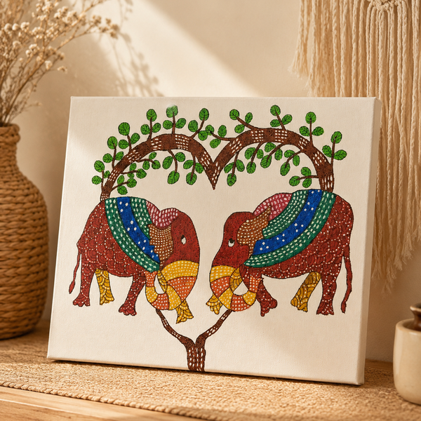 Harmony of the Heart Gond Art Canvas