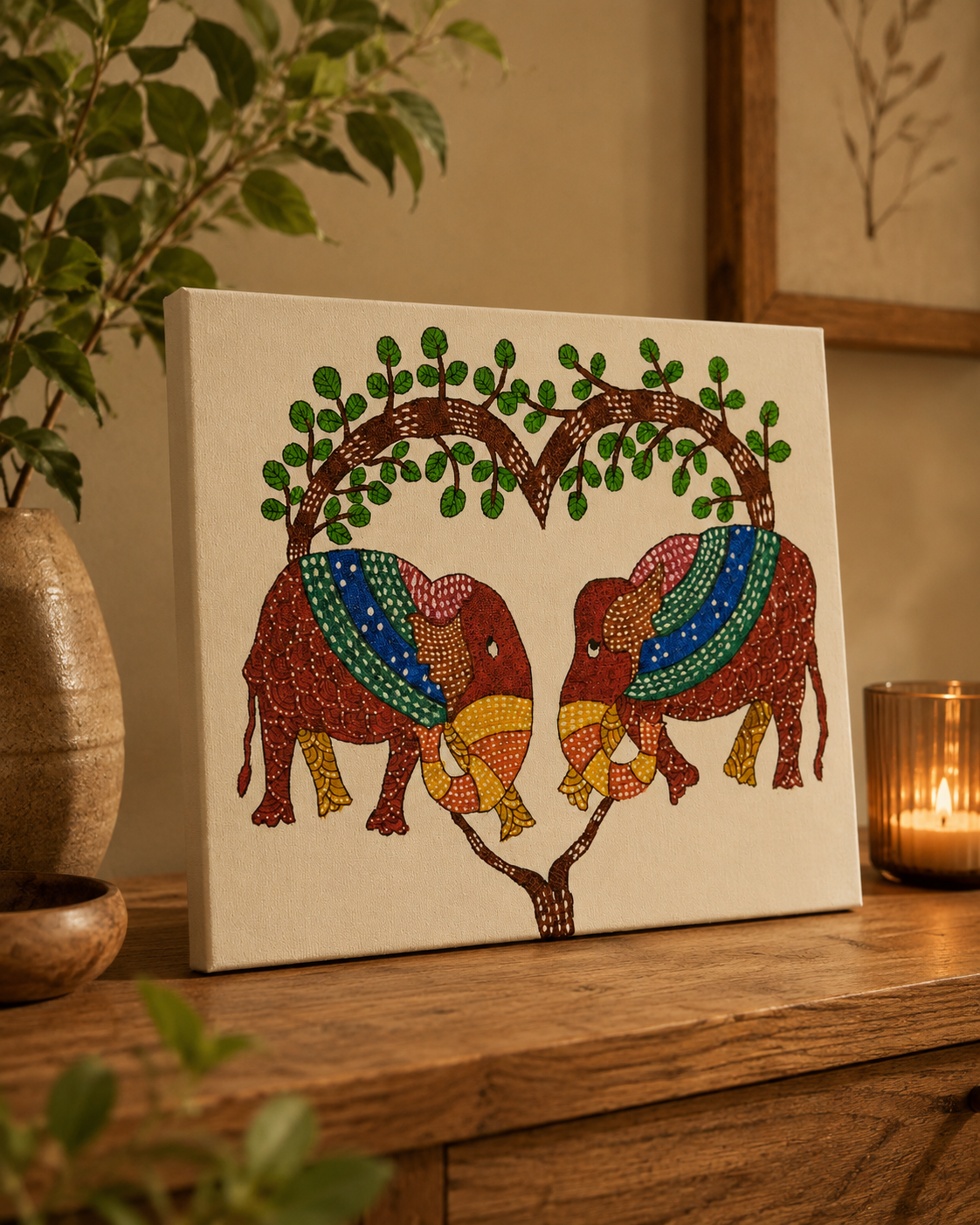 Harmony of the Heart Gond Art Canvas