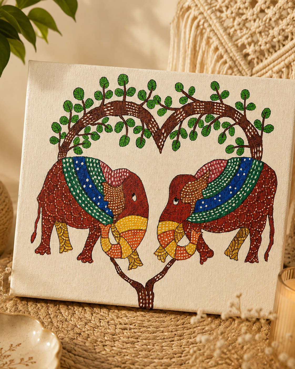 Harmony of the Heart Gond Art Canvas