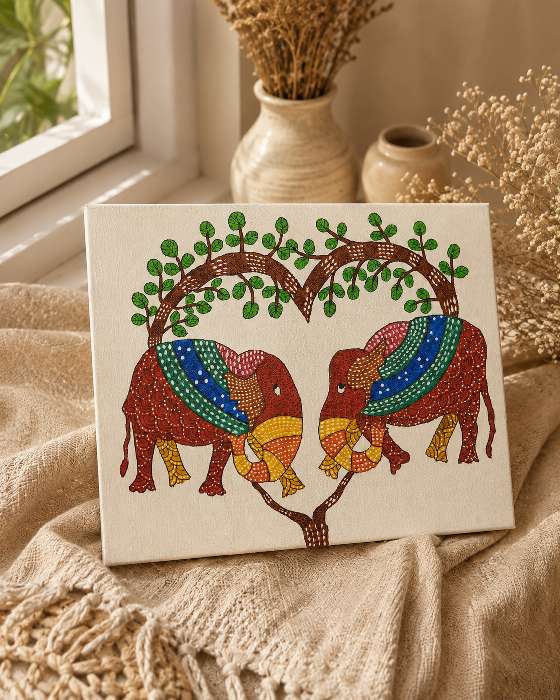 Harmony of the Heart Gond Art Canvas