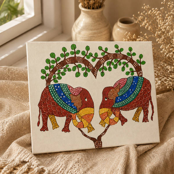 Harmony of the Heart Gond Art Canvas