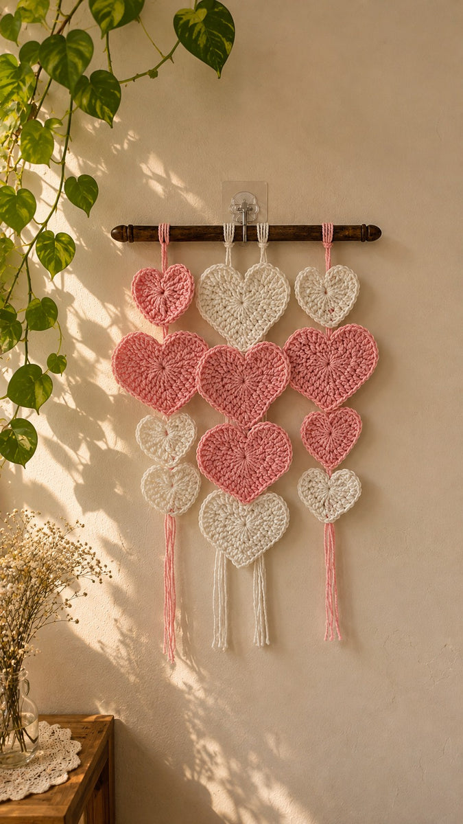 Heart Crochet Wall Hanging