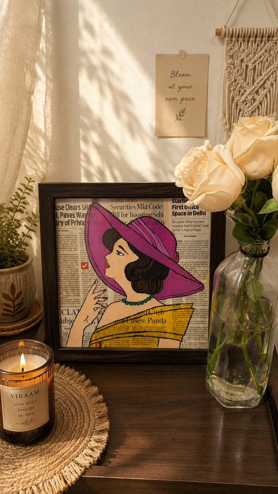 Vintage Muse Newspaper Collage Wall Art