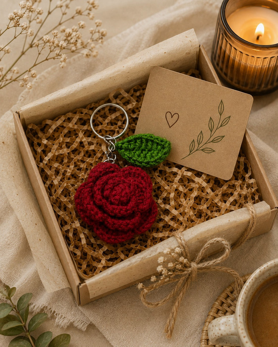 Rose Crochet Keychain