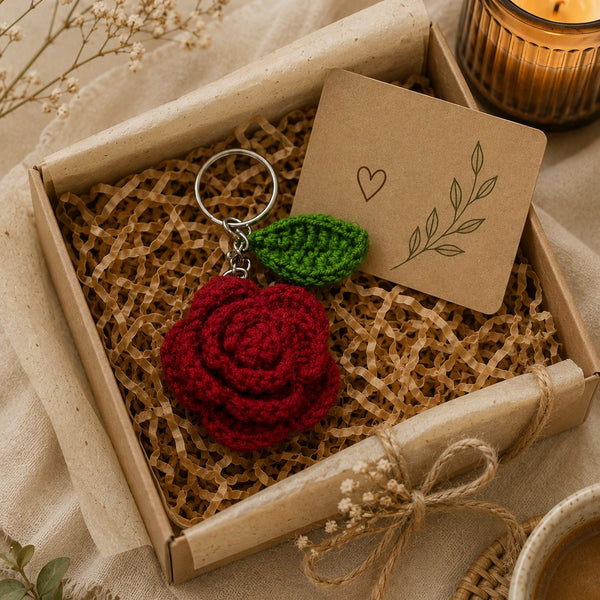 Rose Crochet Keychain